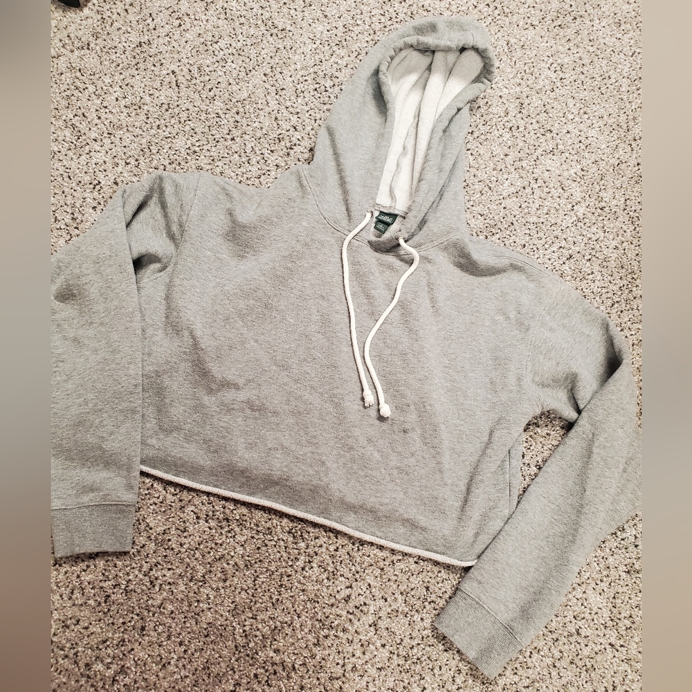 Wild Fable Cropped Gray Hooded Sweatshirt